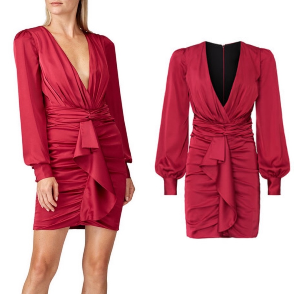 PatBO Long Sleeved Ruched Mini Dress in Size 0